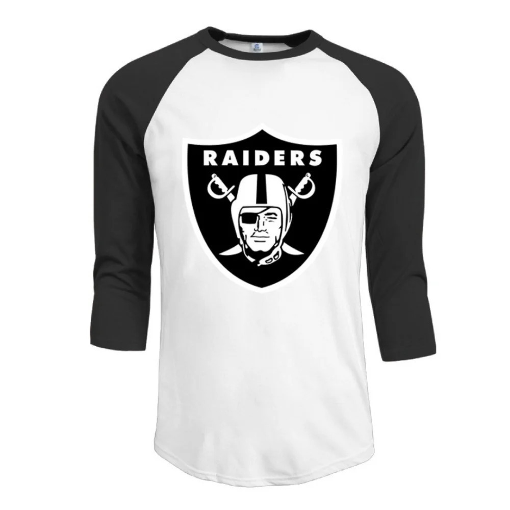 Nfl Women's Raiders Tailgate Baseball T-shirt 3/4 sleeve Large Front LOGO New - Picture 2 of 6